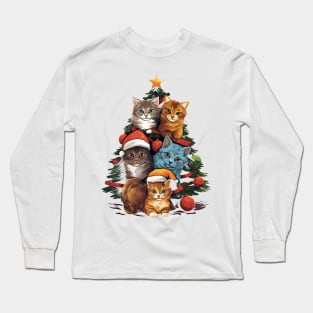 Cat Christmas Tree Long Sleeve T-Shirt